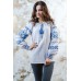 Embroidered blouse "Journey of Rose" Blue on White